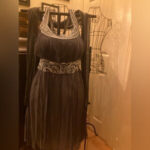Patra Black Dress with Silver Accents